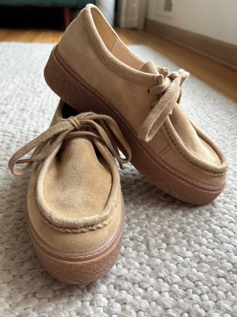 Hush Puppies Tan Suede Casual Lace-Up Women’s Shoe- Bridget style